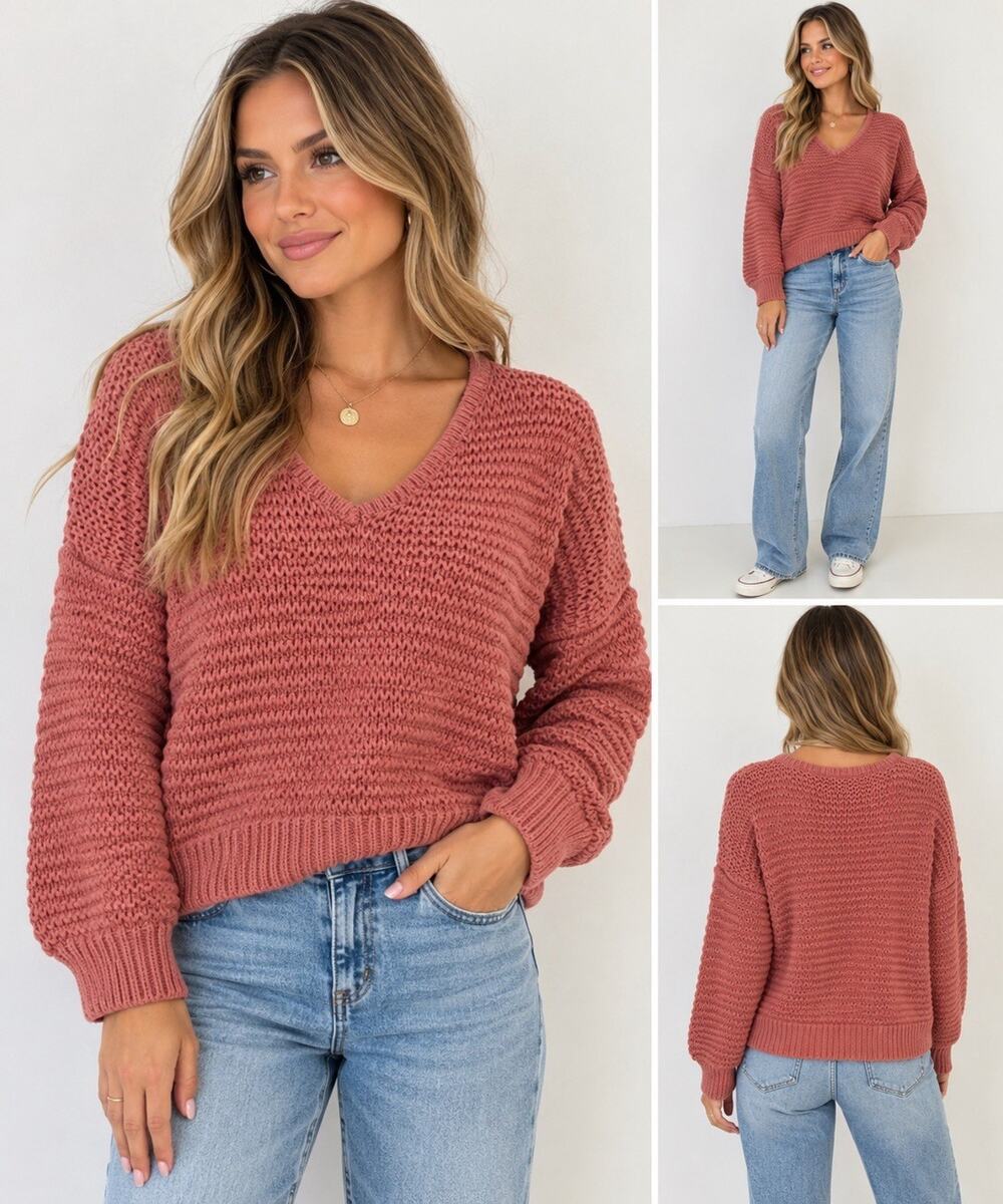 Madewell Breezeway Pullover Sweater Women’s XS Dusty Rose Pink V-Neck Open Knit